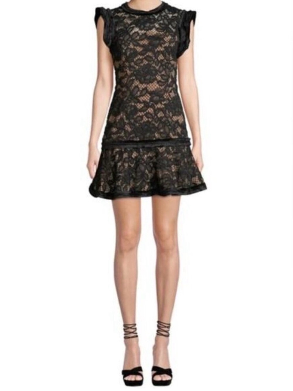 Alexis Women's Raffia Flounce Lace Mini Dress, medium